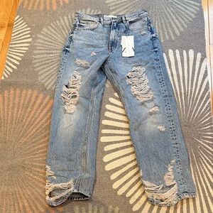 Zara Distressed Mom Pepper Jeans